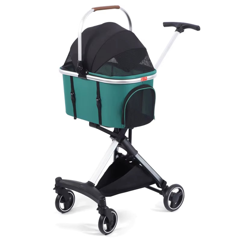Luxury Pet Stroller Light Dog Carrier Pet Pram 4 Wheels 2 in 1 Foldable Pet Cat Travel Stroller for Small Medium Dog