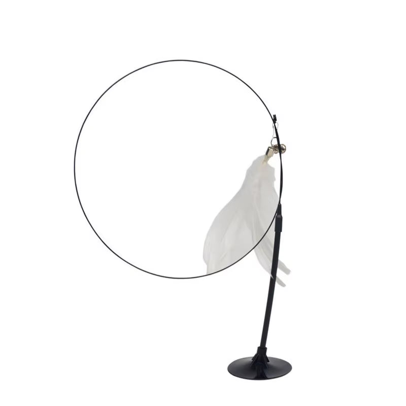 Cat Teaser Stick with Bell, Feather, Long Rod Suction Cup