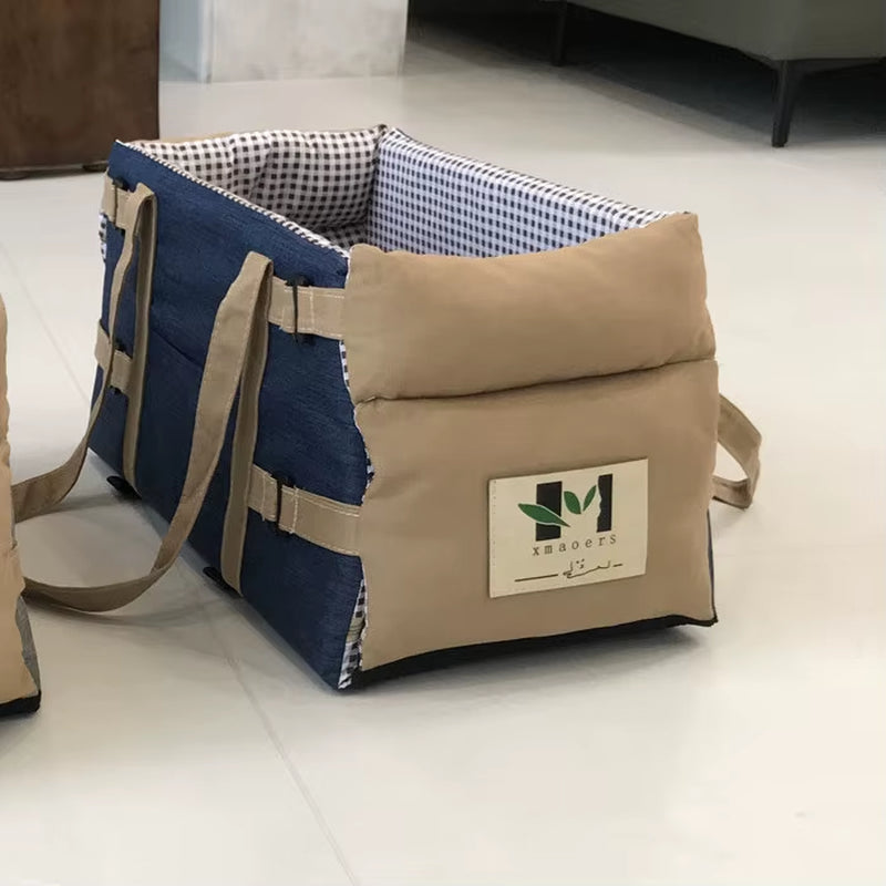 Dog Car Seat Cat Carrier- Dog Car Seat on Car Armrest Travel Bags for Cats Dogs, with Carrying Strap Dog Car Console Carrier