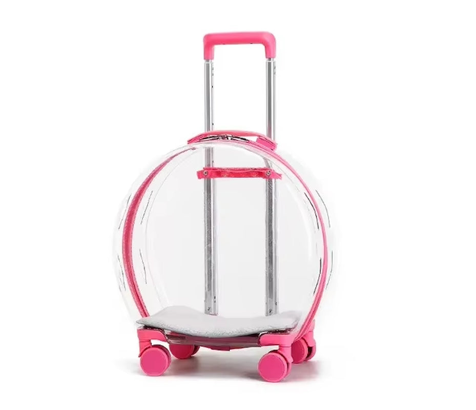 Pet Trolley Suitcase Carrier Transparent Beauty Case Trolley Professiona Portable Durable Carrier for Cats and Small Dogs