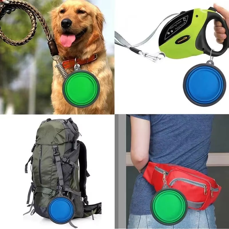 Folding Pet Bowl Dog Bowl with Carabiner Outdoor Camping Travel Portable Folding Supplies Dishes Cat Food Water Bowl