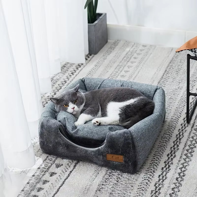 New Triangle Cat Nest Closed Cat House Pet Nest Warm and Thickened Deep Sleep Dog Nest Pet Supplies Closed Cat Bed Cat Tents