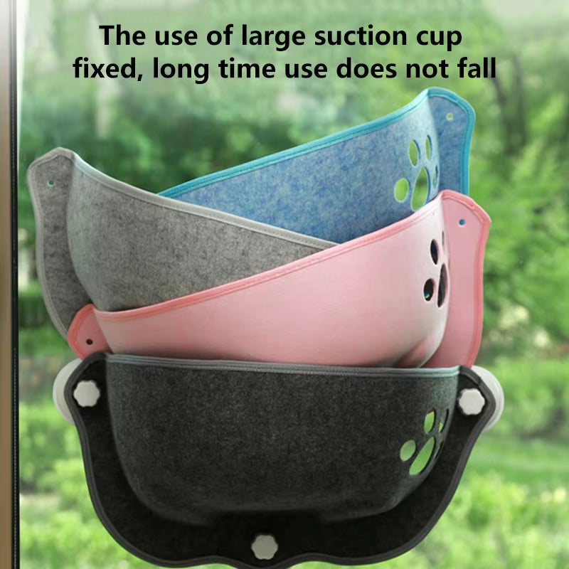 Cat Window Hammock with Strong Suction Cups Pet Kitty Hanging Sleeping Bed Storage Felt Warm Pets Cage Sunny Seat Beds