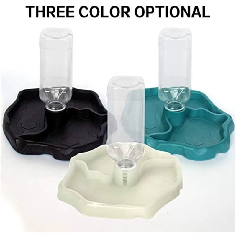 Reptile Feeders Waterer Automatic-Refilling Turtle Water Dispenser Bottle Tortoise Food Water Bowl Feeding Dish for Lizards