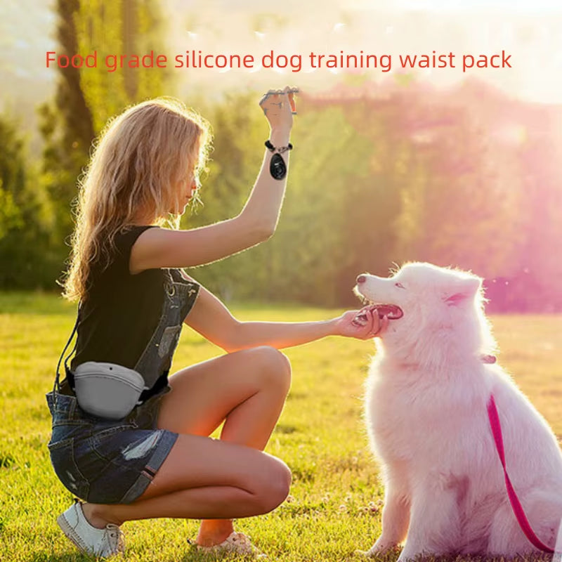 Food Grade Silicone Dog Training Waist Bag Portable Belt Dog Food Bag Outdoor Dog Training Feeding Bag Pet Portable Belt
