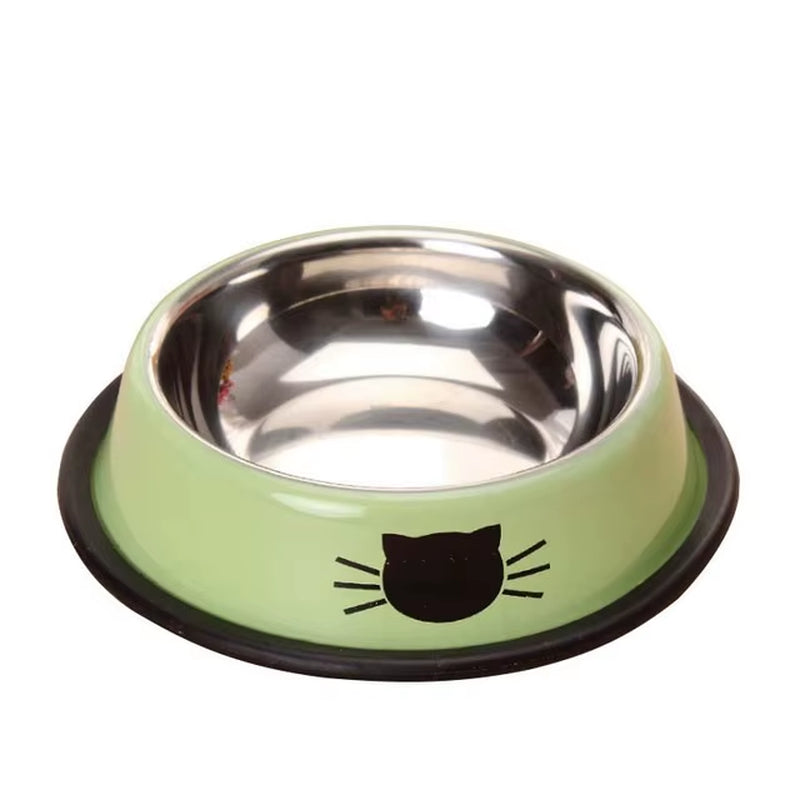 Cat Food Bowl Stainless Steel Kitten Cat Feeder Water Bowl with Non-Slip Rubber Base Small Pet Bowl Cat Accessories Pet Supplies