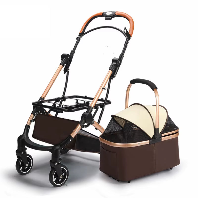 Pet Stroller Travel Dog Stroller 4 Wheel Dog Stroller Foldable Travel Carriage Quick Installation