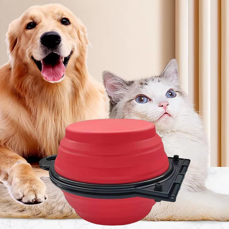 1-Piece 2-In-1 Foldable Dual Bowl Feeding Bowl Portable Outdoor Travel Dog and Cat Drinking Bowl