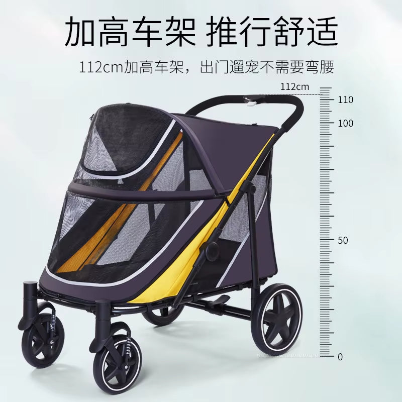 Dog Stroller for Medium Dogs Foldable Dog Transporter Outdoor Travel Dog Cat Trolley Dog Pull Cart Large Space Load-Bearing 60KG