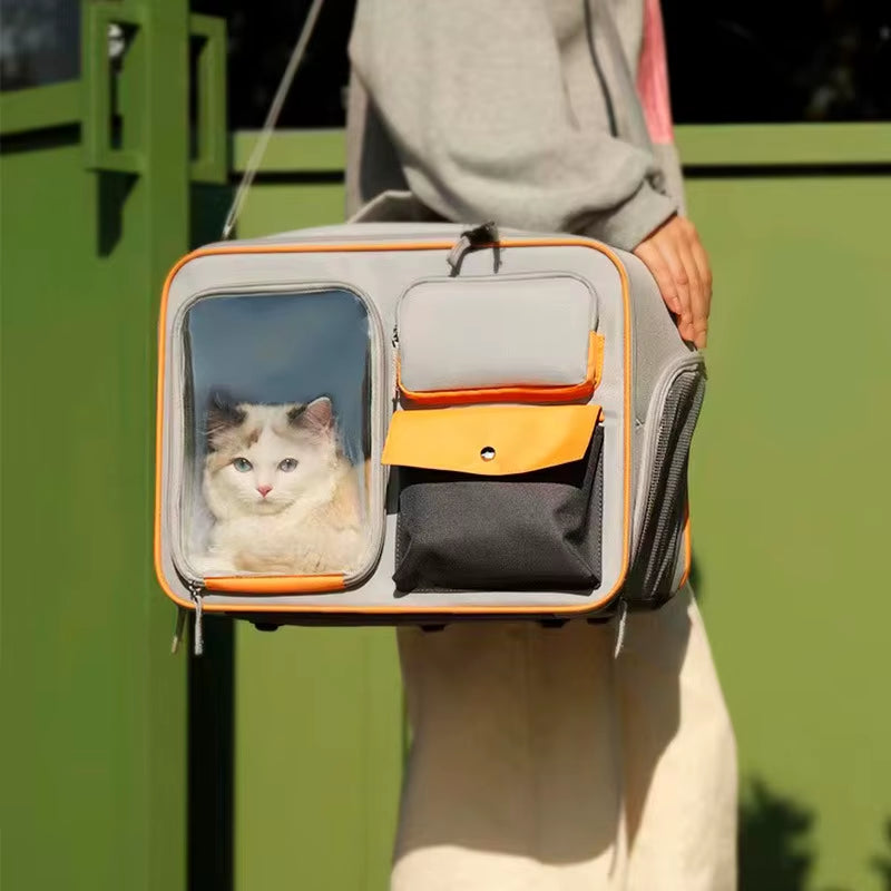 Pets Go Out with Portable Trolley Cases Pet Carrier with Wheels Suitcases Small Dogs Cats Pet Cat Travel Carrier for Out Going