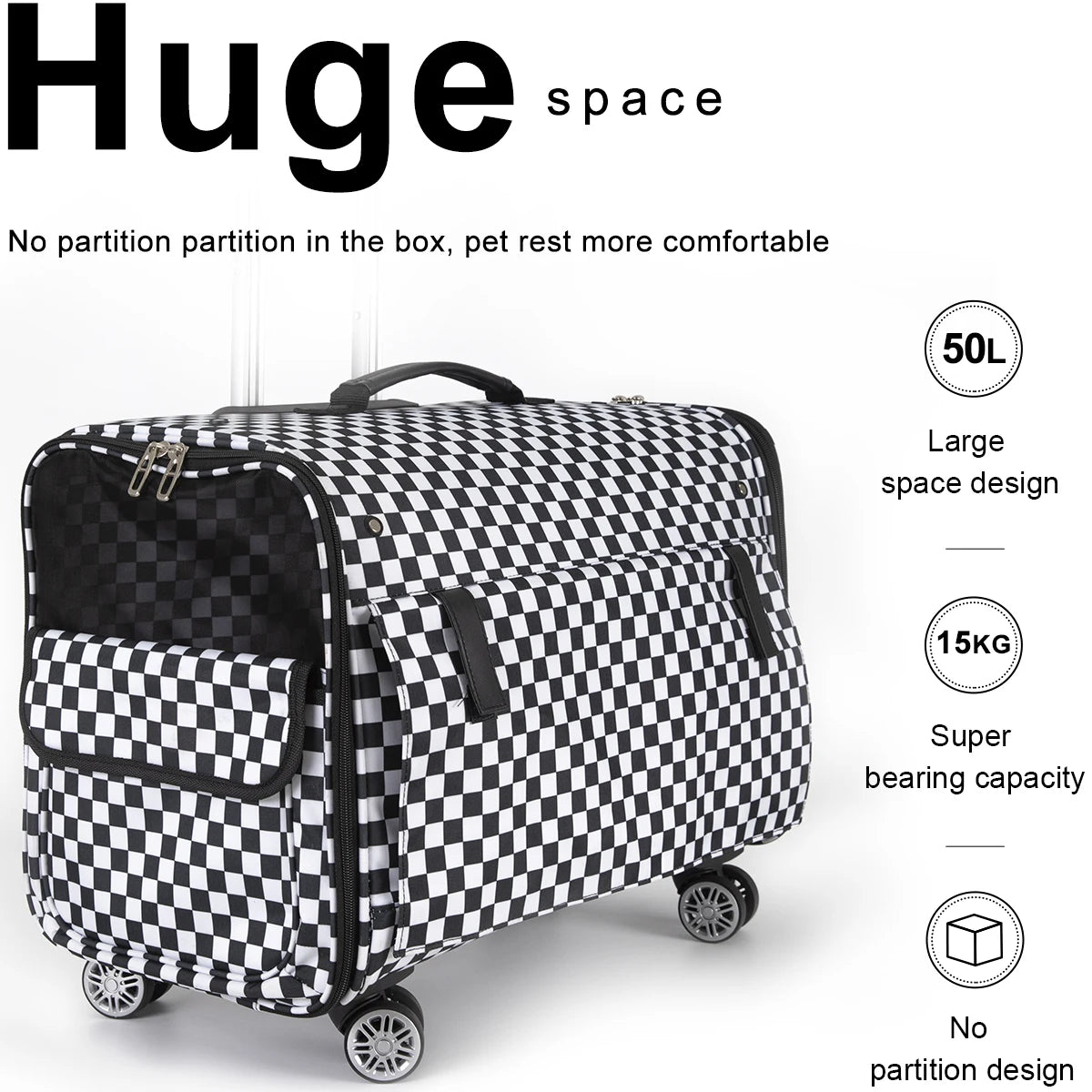 Large Pet Dog Trolley Load 15KG 4 Universal Wheels Pet Stroller Cat Dog Carrier Bag Wheeling Suitcase for Big Pet Travel Case
