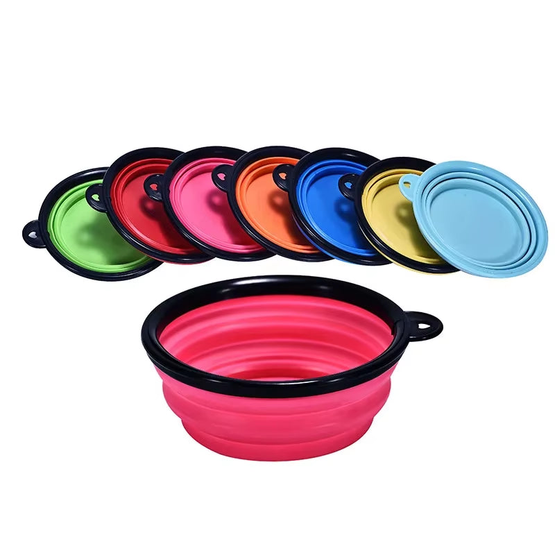 Folding Pet Bowl Dog Bowl with Carabiner Outdoor Camping Travel Portable Folding Supplies Dishes Cat Food Water Bowl