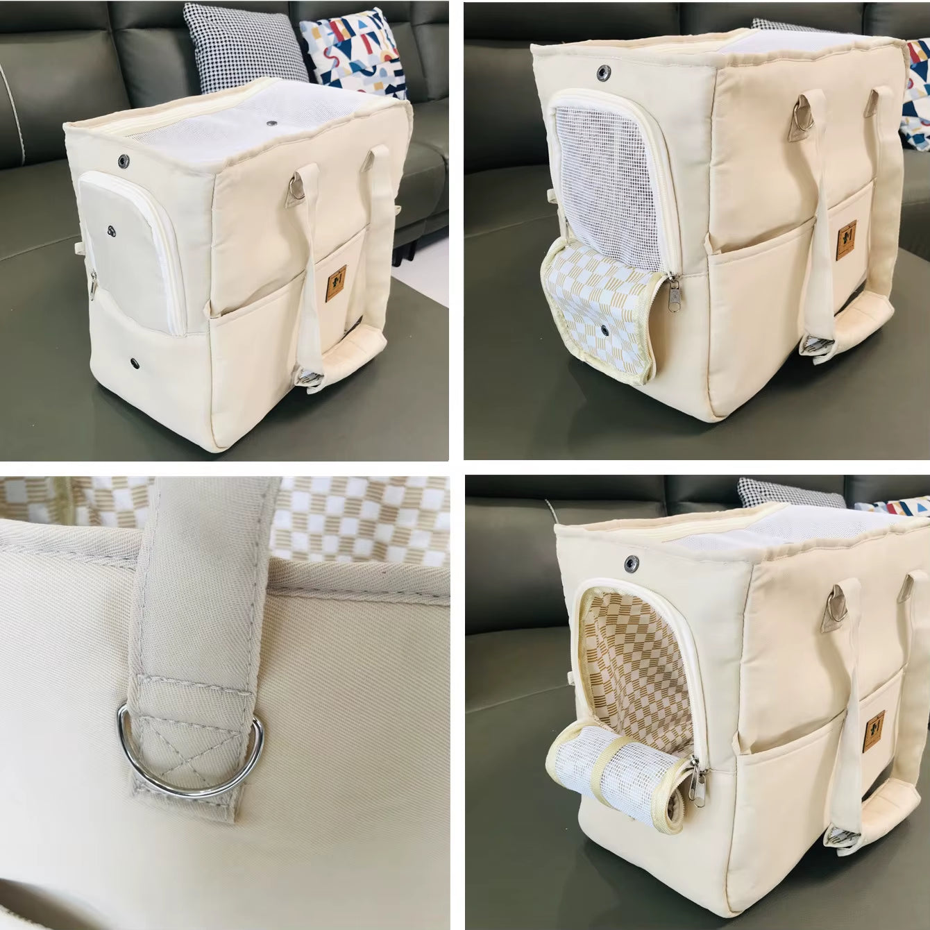 Portable Pet Travel Carrier Tote Bag for Cat, Breathable Dog Travel Bag Carrier Shoulder Bag Carrier Car Seat Bed Safe Travel