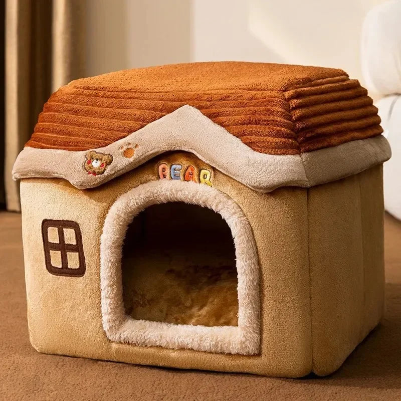 Foldable Cat House Outdoor Waterproof Pet House for Small Dogs Kitten Puppy Cave Nest with Pets Pad Dog Cat Bed Tent Supplies