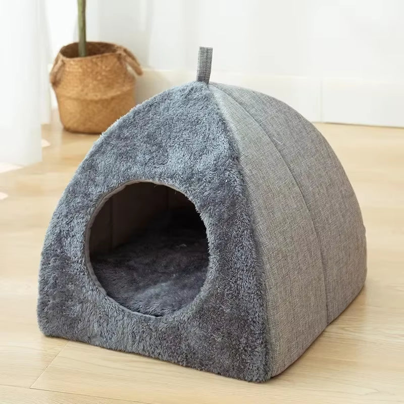 New Triangle Cat Nest Closed Cat House Pet Nest Warm and Thickened Deep Sleep Dog Nest Pet Supplies Closed Cat Bed Cat Tents