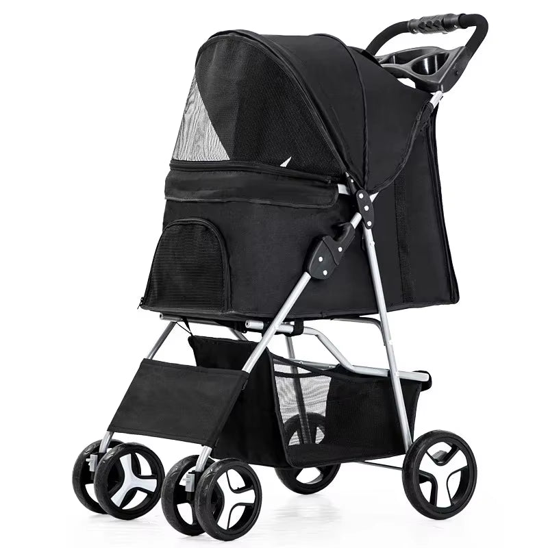 Pet Stroller Lightweight Folding Universal Wheel Cat Dog Travel Breathable Pet Stroller Outdoor Stroller for Small Medium Pets