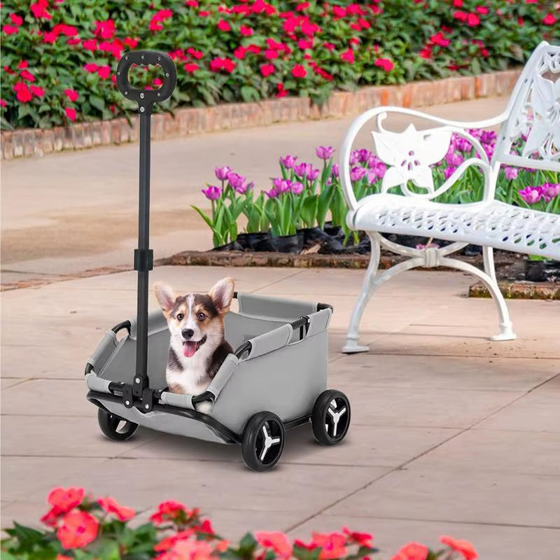 Small Dog Stroller Pet Carriage Rolling Dog Carrier 4 Wheels Lightweight Folding Trolley Dog Cart for Travelling Shopping