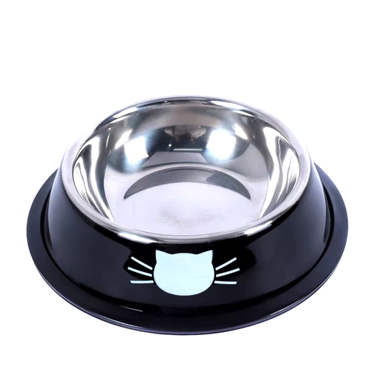 Cat Food Bowl Stainless Steel Kitten Cat Feeder Water Bowl with Non-Slip Rubber Base Small Pet Bowl Cat Accessories Pet Supplies