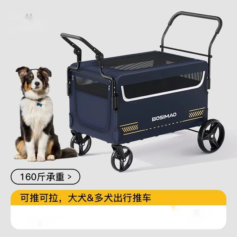 Dog Stroller 4 Wheel Pet Trolley Carrier Foldable Super Large Pet Camping Cart Dog Outdoor Handcart Travel Pet Cart Handcart