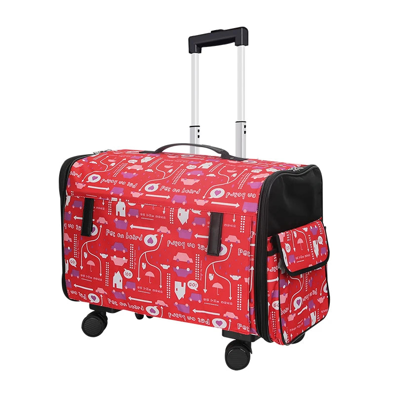 Large Pet Dog Trolley Load 15KG 4 Universal Wheels Pet Stroller Cat Dog Carrier Bag Wheeling Suitcase for Big Pet Travel Case