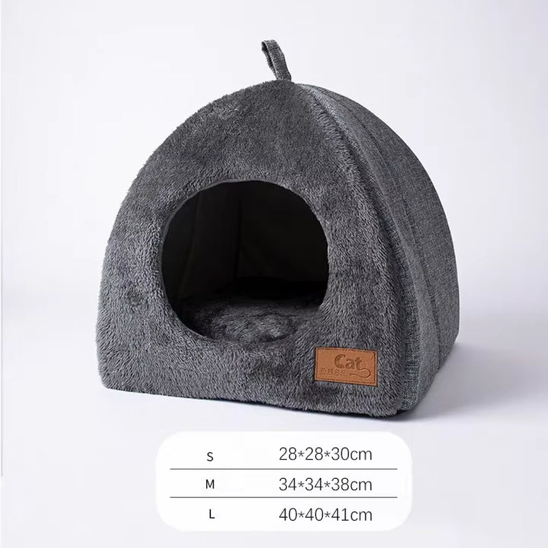 New Triangle Cat Nest Closed Cat House Pet Nest Warm and Thickened Deep Sleep Dog Nest Pet Supplies Closed Cat Bed Cat Tents