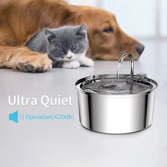 3.2L Cat Automatic Water Dispenser Pet Smart Induction Water Feeder USB with Filter Stainless Steel Dog Feeder Pet Supplies