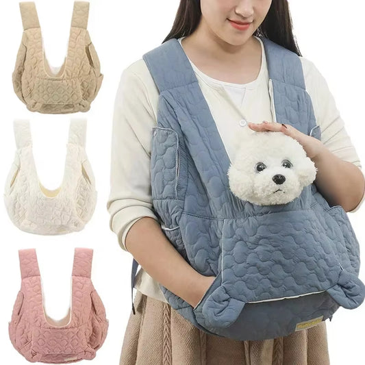 Puppy Kitten Travel Chest Sling Bag Pet Front Cat Dog Carrier Breathable Winter Warm Portable Backpack Cross Shoulder Strap