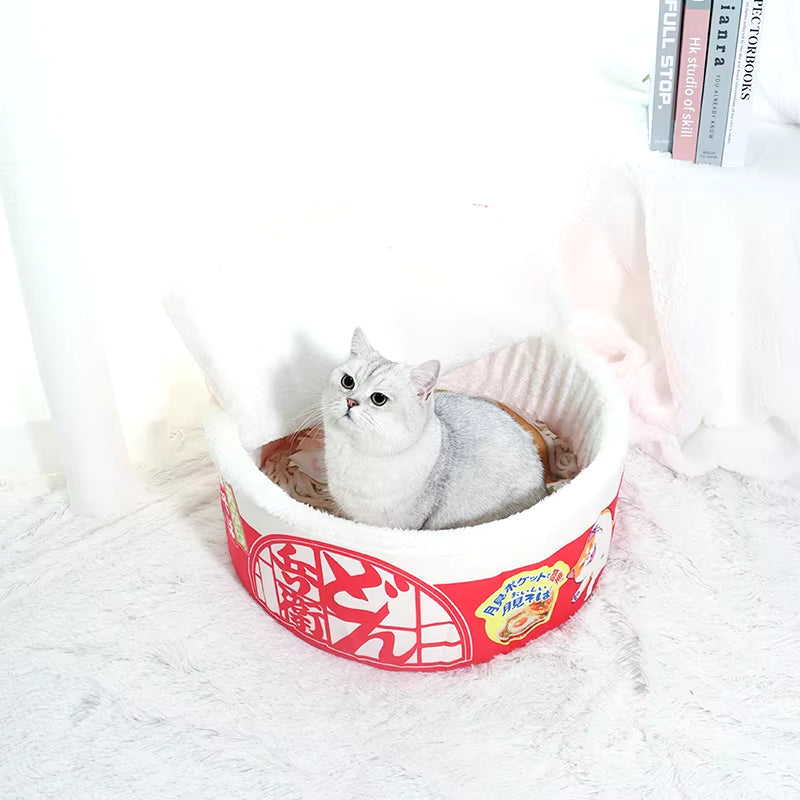 Noodle-Shaped Fleece-Lined Pet Bed Warm Breathable Detachable round Cat Nest Flip Cover Four Seasons Universal Dog Kennel