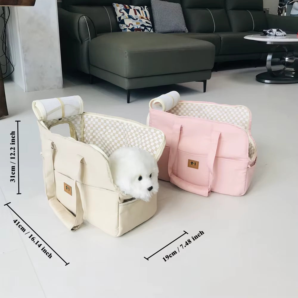 Portable Pet Travel Carrier Tote Bag for Cat, Breathable Dog Travel Bag Carrier Shoulder Bag Carrier Car Seat Bed Safe Travel