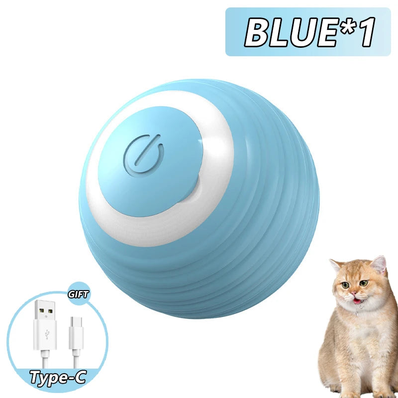 Cat Interactive Ball Toys Automatic Rolling Ball Faux Tail Rechargeable Smart Pet Electric Toy Dog Cat Training Imitate Mouse