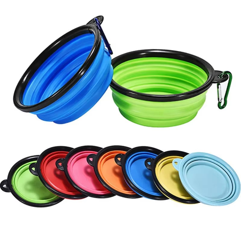 Folding Pet Bowl Dog Bowl with Carabiner Outdoor Camping Travel Portable Folding Supplies Dishes Cat Food Water Bowl