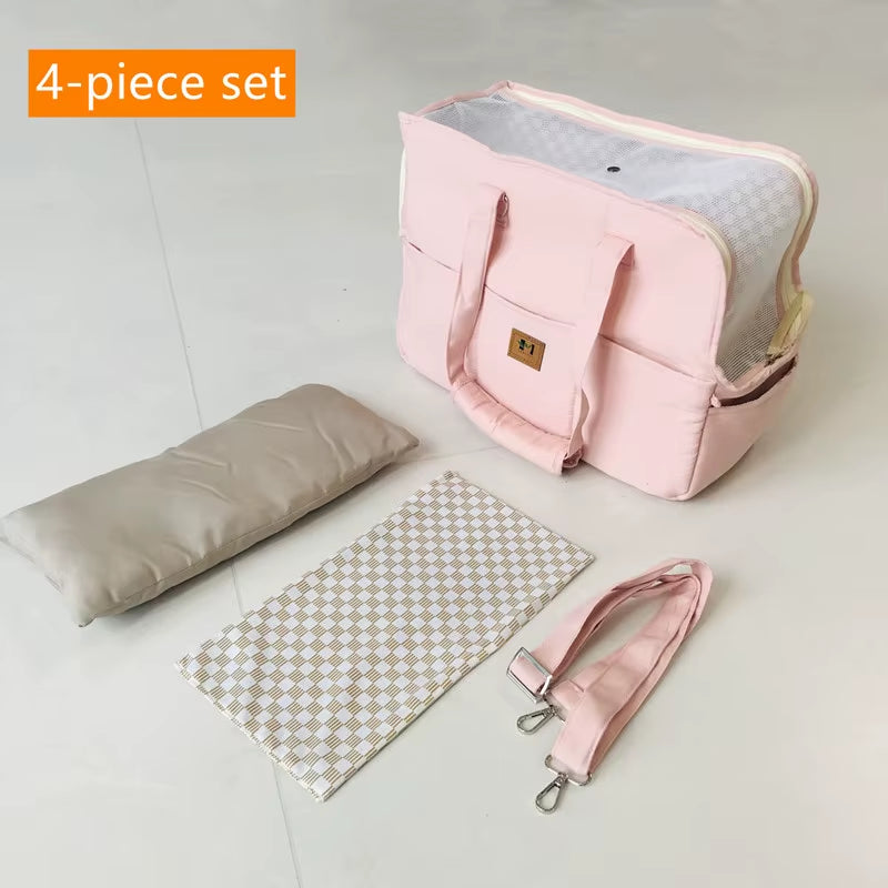 Portable Pet Travel Carrier Tote Bag for Cat, Breathable Dog Travel Bag Carrier Shoulder Bag Carrier Car Seat Bed Safe Travel