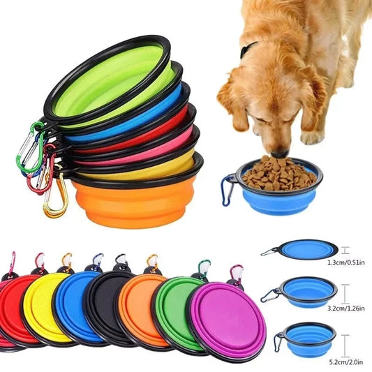 Folding Pet Bowl Dog Bowl with Carabiner Outdoor Camping Travel Portable Folding Supplies Dishes Cat Food Water Bowl