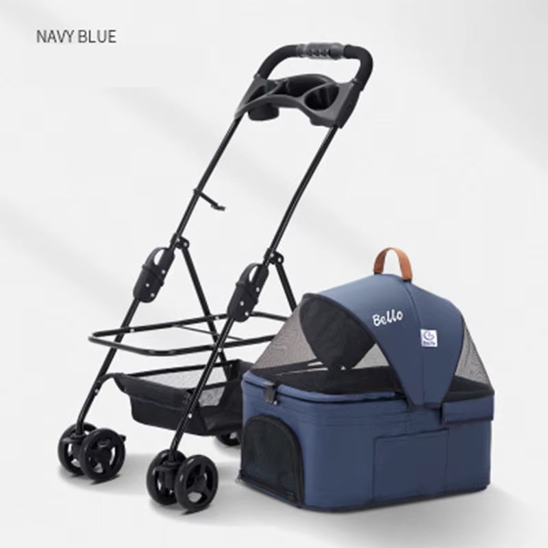 Pet Stroller for Dogs Cats Luxury Dog Carrier Strollers Breathable Travel Stroller Pushchair Separation Four-Wheeled Strollers