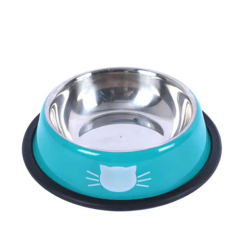 Cat Food Bowl Stainless Steel Kitten Cat Feeder Water Bowl with Non-Slip Rubber Base Small Pet Bowl Cat Accessories Pet Supplies
