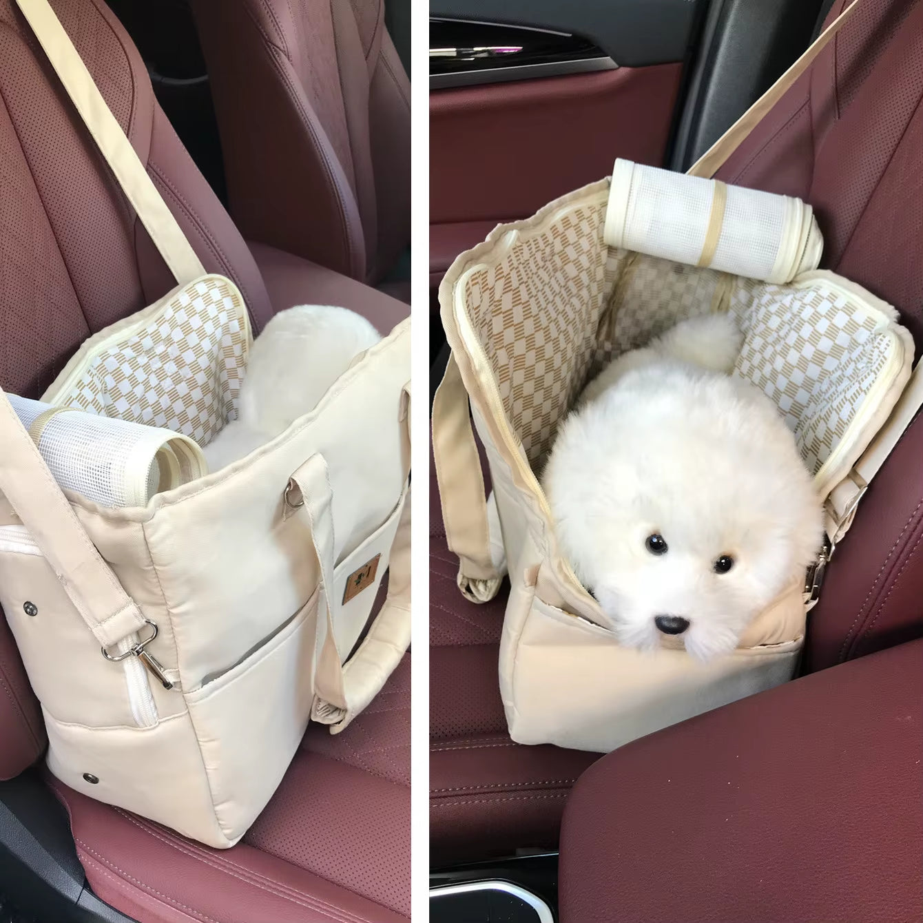 Portable Pet Travel Carrier Tote Bag for Cat, Breathable Dog Travel Bag Carrier Shoulder Bag Carrier Car Seat Bed Safe Travel