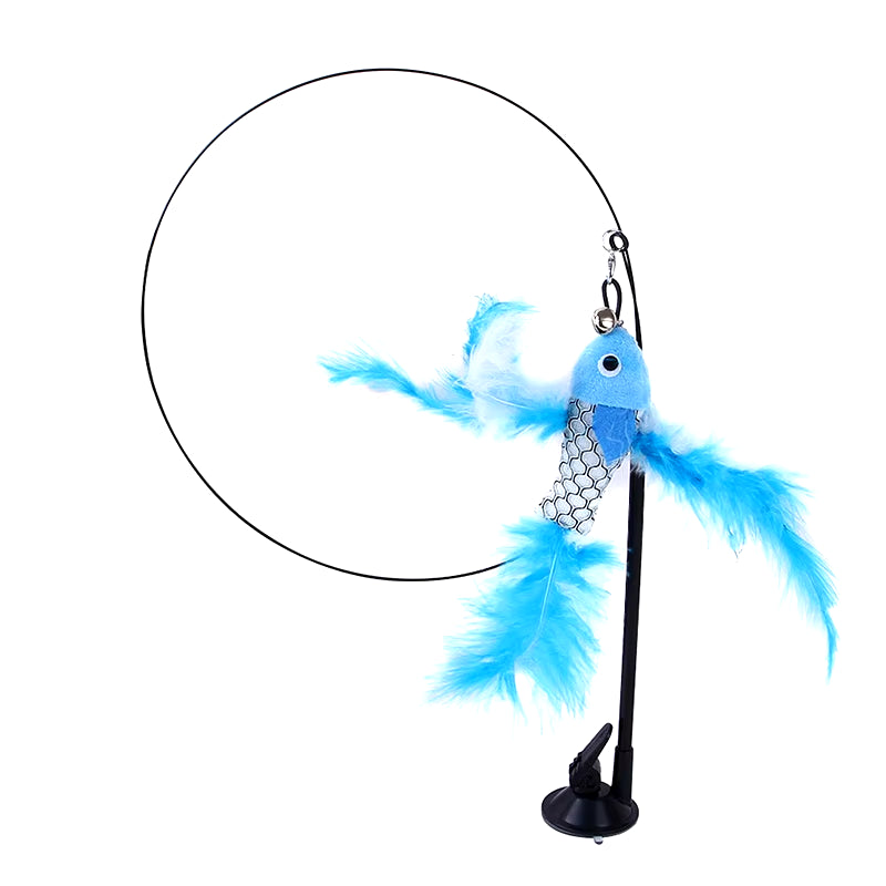 Cat Toys Simulation Bird Interactive Sucker Feather Bird with Bell Cat Stick Toy for Kitten Playing Teaser Wand Toy Cat Supplies