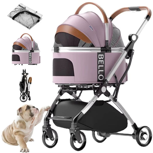 3-In-1 Luxury Dog/Cat Stroller Portable Jogger Travel Pet Stroller Detachable Aluminum Alloy Bearing 20Kg Foldable Stroller