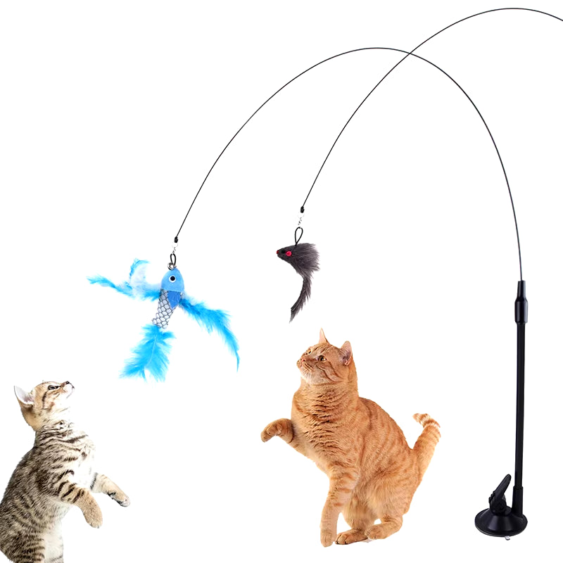 Cat Toys Simulation Bird Interactive Sucker Feather Bird with Bell Cat Stick Toy for Kitten Playing Teaser Wand Toy Cat Supplies