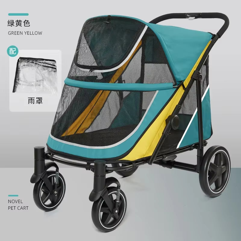Large Pet Jogger Stroller Breathable Animal Stroller with 4 Wheel Storage Space Pet Cart