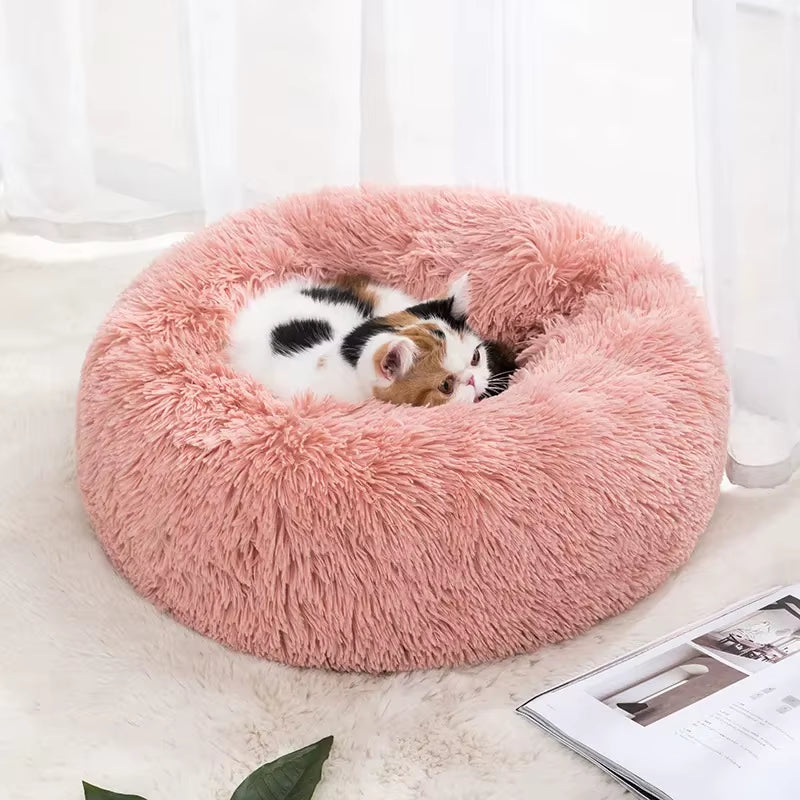 Cat Nest round Soft Shaggy Mat for Kittens Chihuahua Indoor Dog Cat Bed Pet Supplies Removable Machine Washable Pillow Bed