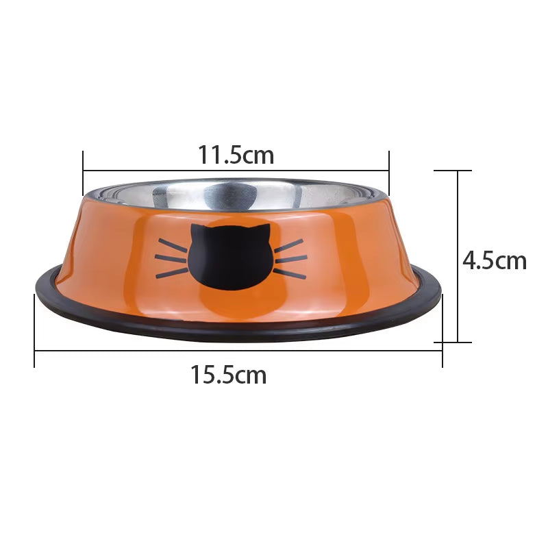 Cat Food Bowl Stainless Steel Kitten Cat Feeder Water Bowl with Non-Slip Rubber Base Small Pet Bowl Cat Accessories Pet Supplies