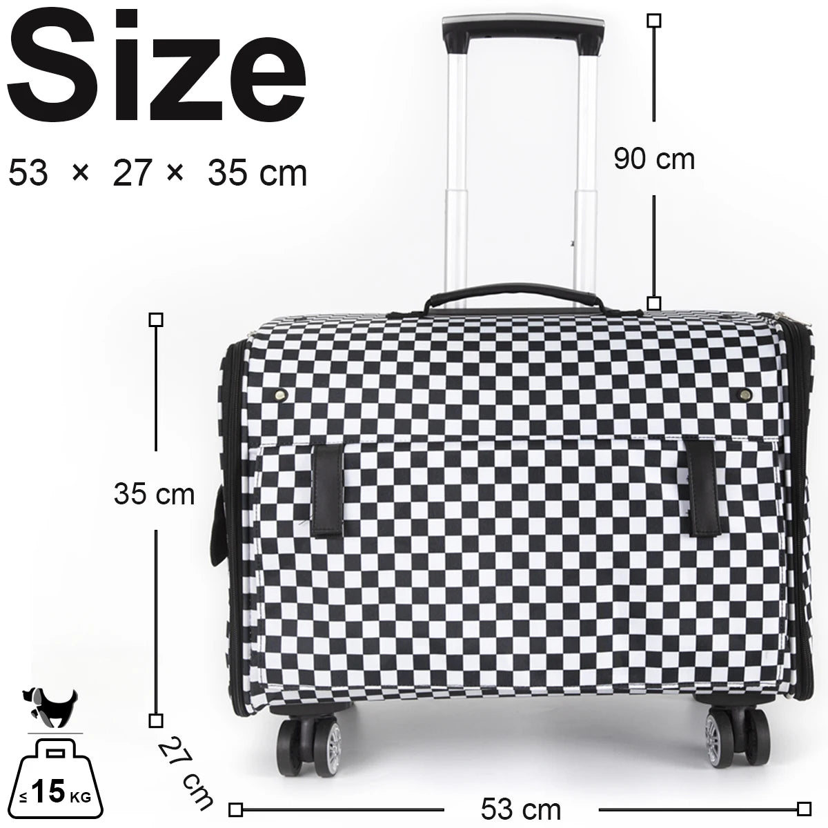 Large Pet Dog Trolley Load 15KG 4 Universal Wheels Pet Stroller Cat Dog Carrier Bag Wheeling Suitcase for Big Pet Travel Case