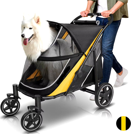 Dog Stroller for Medium Dogs Foldable Dog Transporter Outdoor Travel Dog Cat Trolley Dog Pull Cart Large Space Load-Bearing 60KG