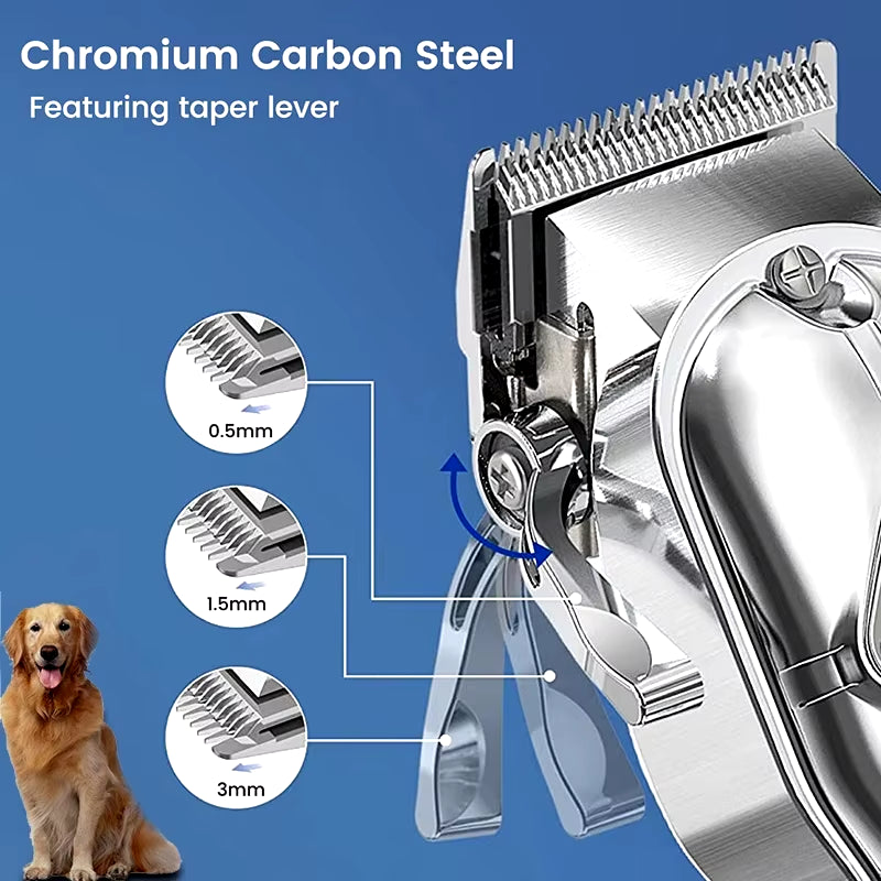 Professional Dog Hair Clipper All Metal Rechargeable Pet Trimmer Cat Shaver Cutting Machine Puppy Grooming Haircut Low Noice