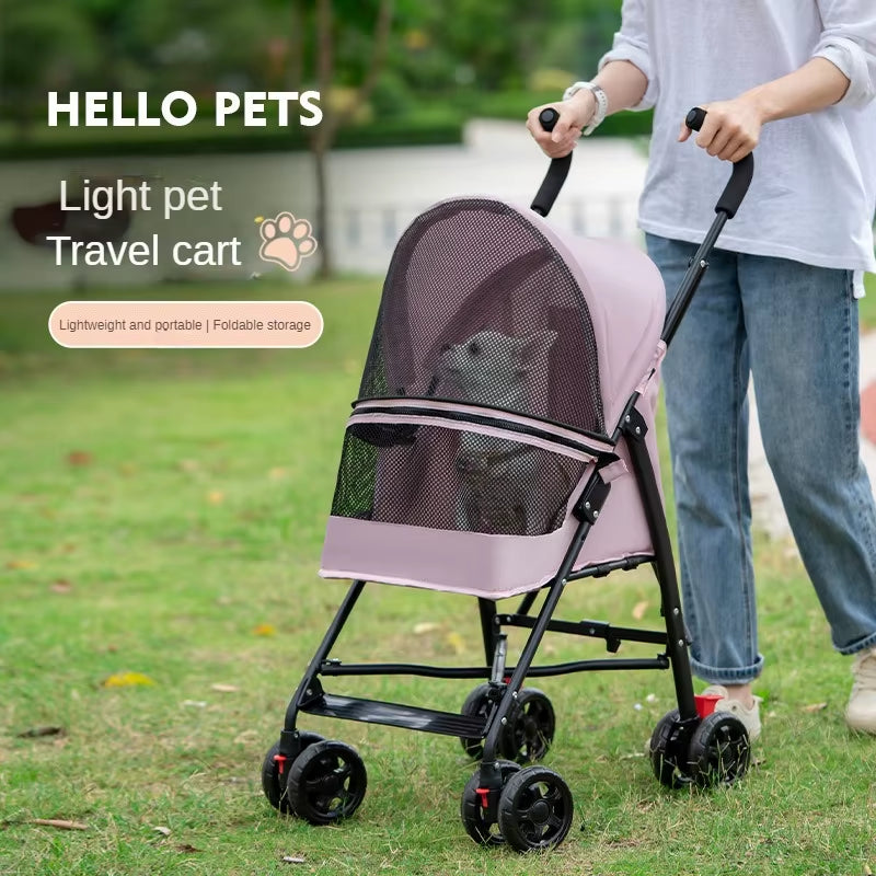 Pet Cat and Dog Stroller Dog Cat Teddy Baby Stroller Lightweight and Foldable for Small Pet Dogs When Going Out