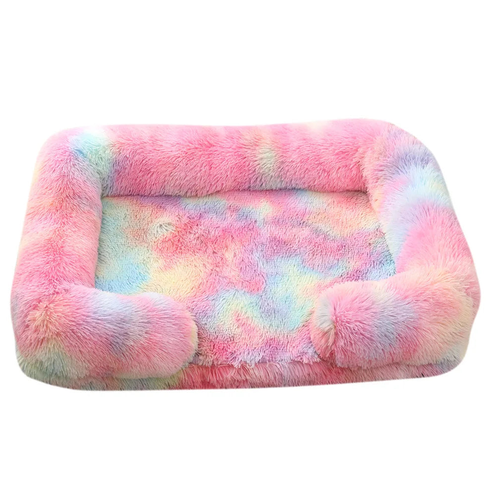 Large Dog Bed Dog Plush Pet Bed Winter Thickened Pad Dog Sleeping Bed Sofa Removable Pad Dog Small Large Dog Square Kennel