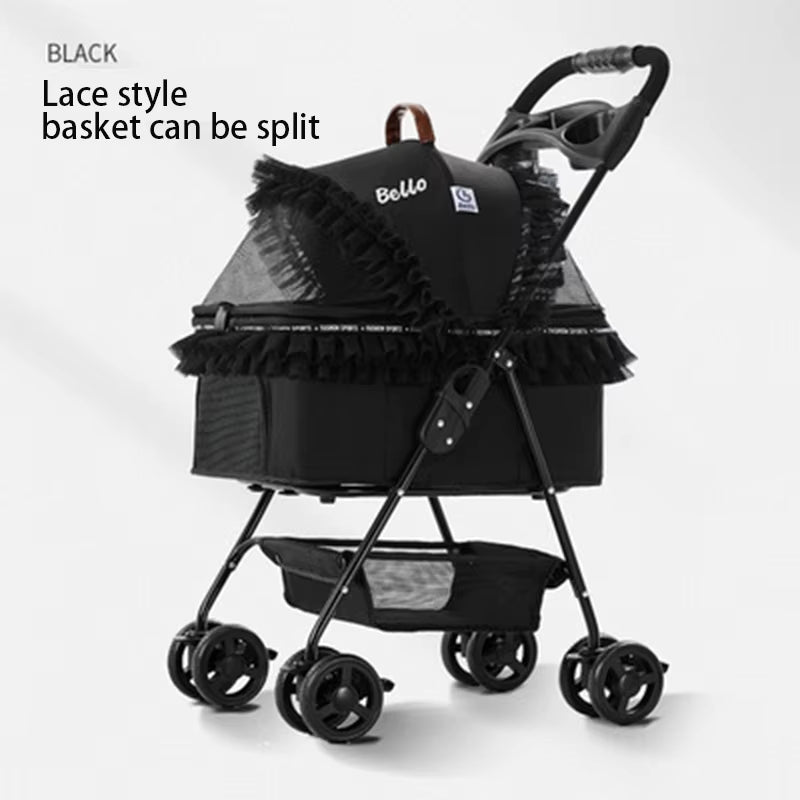 Pet Stroller for Dogs Cats Luxury Dog Carrier Strollers Breathable Travel Stroller Pushchair Separation Four-Wheeled Strollers
