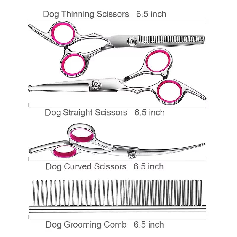Premium Titanium Coated Dog Grooming Scissors with Safety round Tips - Professional Grade Kit for Precise and Safe Trimming