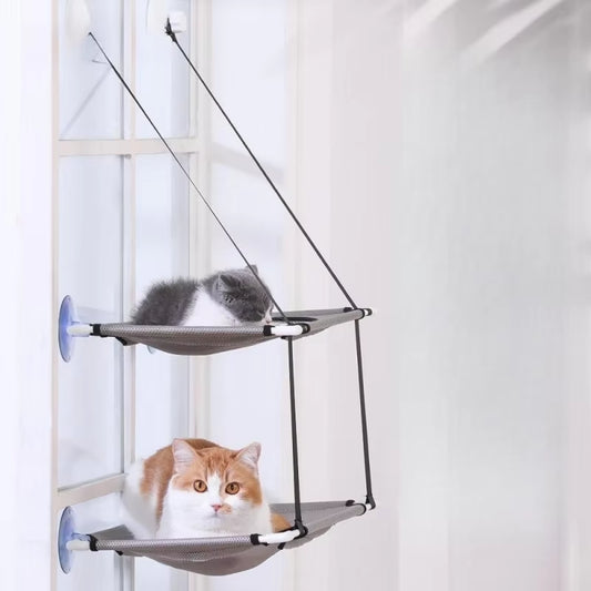 Cat Hammock Window Bed Kitten Sunny Seat Hanging Mount Beds Cat Sofa Playing Double-Decker Tunnels Suction Cup Wall Pet Hanging